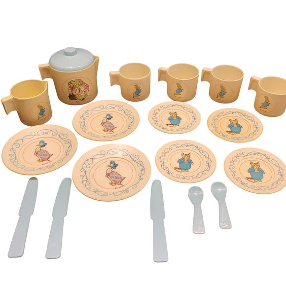 Vintage Peter Rabbit Toy Tea Set 1983 by Bluebird England Imported Very Rare